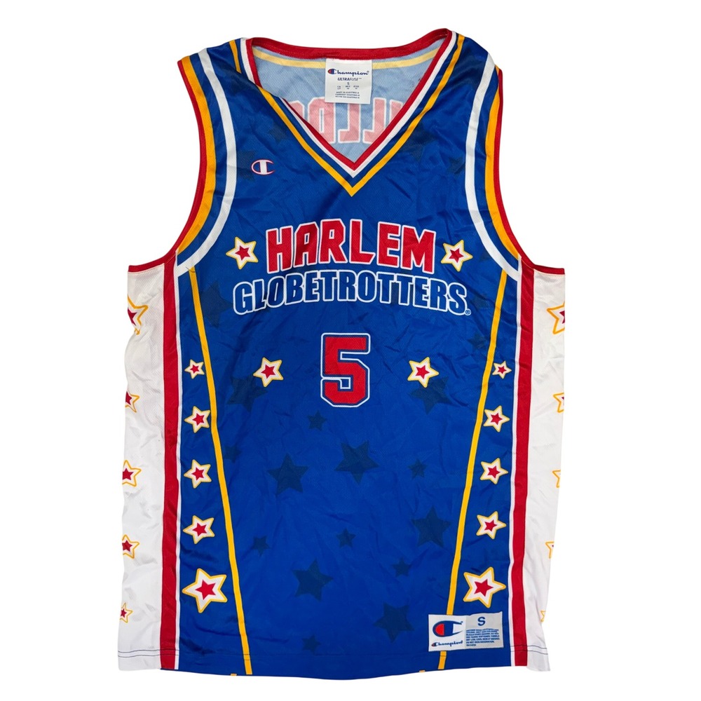 Champion Harlem Globetrotters Bulldog 5 Jersey Mens Small Blue Basketball Signed